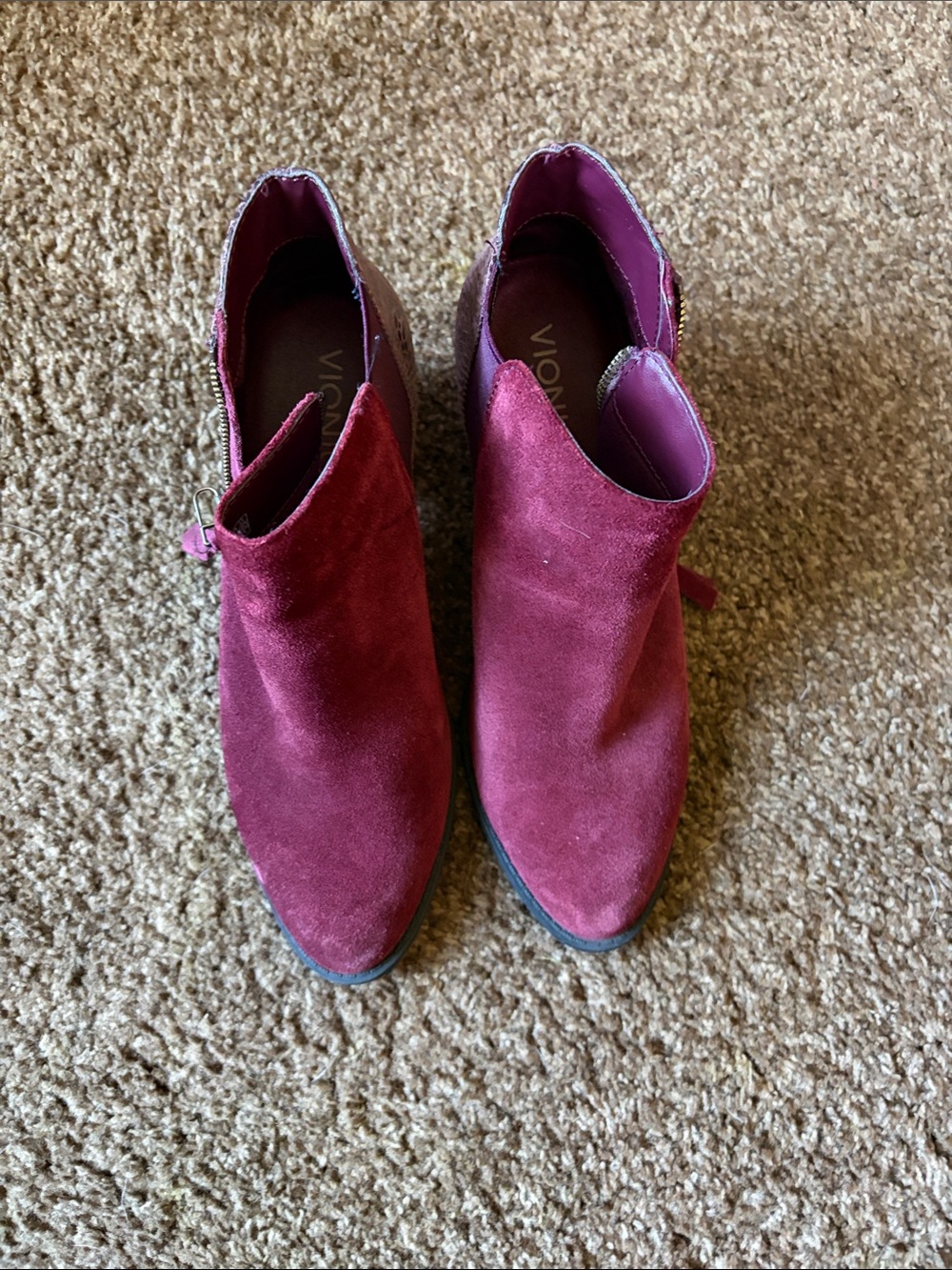 Vionic Wine Suede Ankle Booties